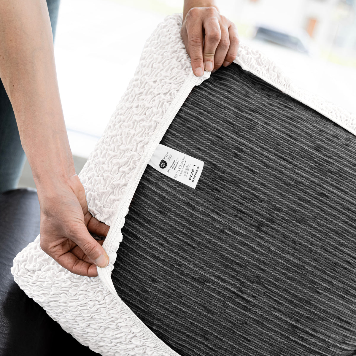Deep Large Cushion Cover, Comfy Seat Collection – Crisp White, underside view | Crisp White