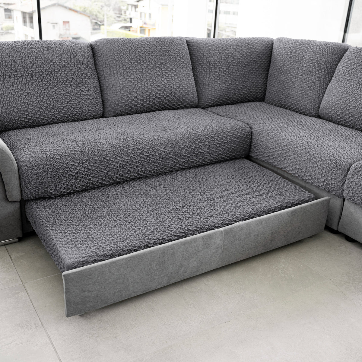 Deep Large Cushion Cover, Comfy Seat Collection – Dark Grey, product view | Dark Grey