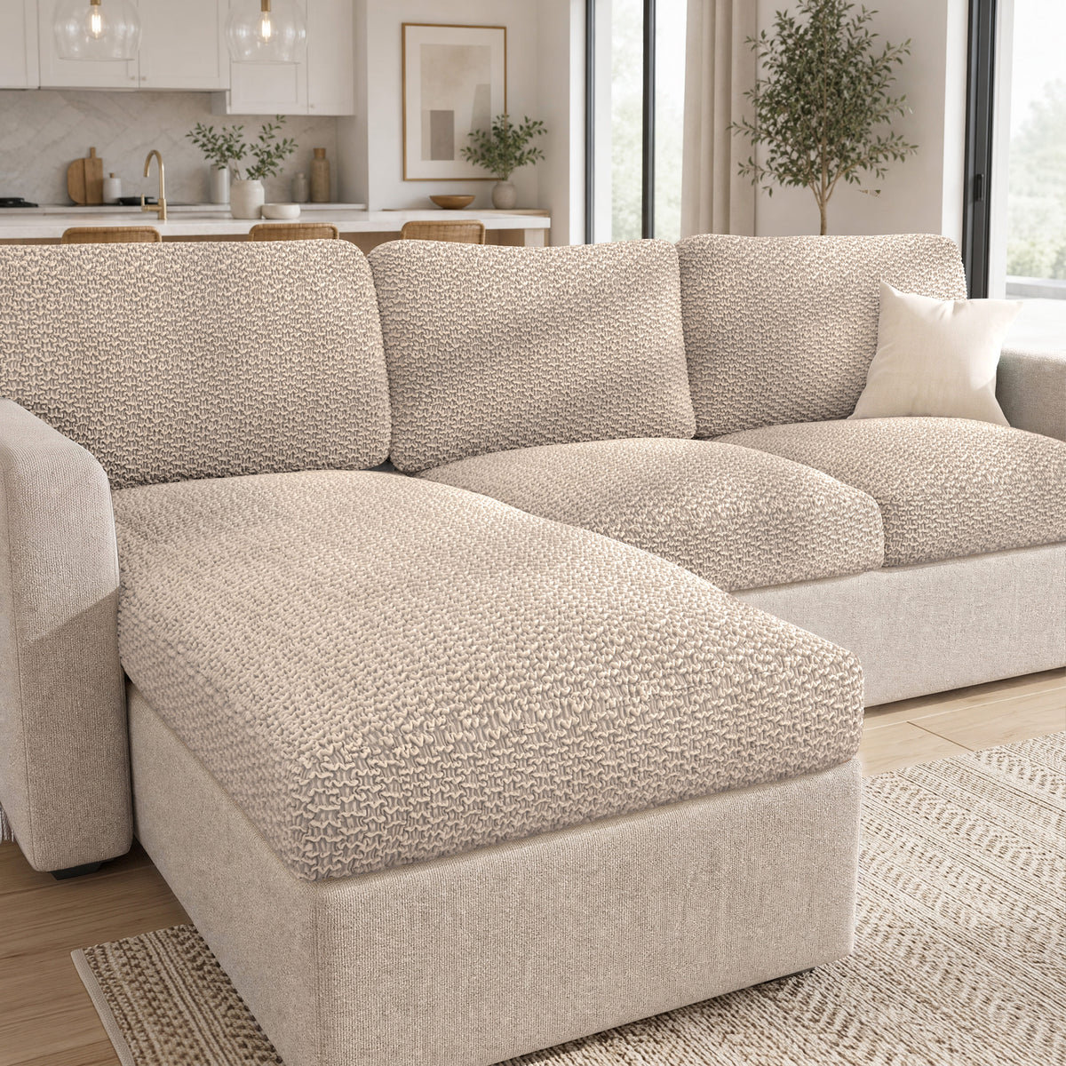 Deep Large Cushion Cover, Comfy Seat Collection – Macadamia, interior view 1 | Macadamia