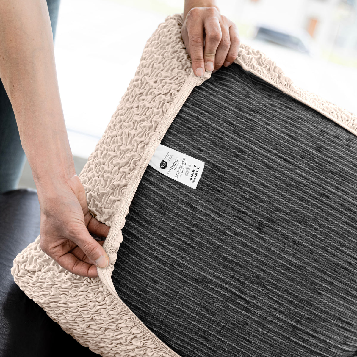 Deep Large Cushion Cover, Comfy Seat Collection – Macadamia, underside view | Macadamia