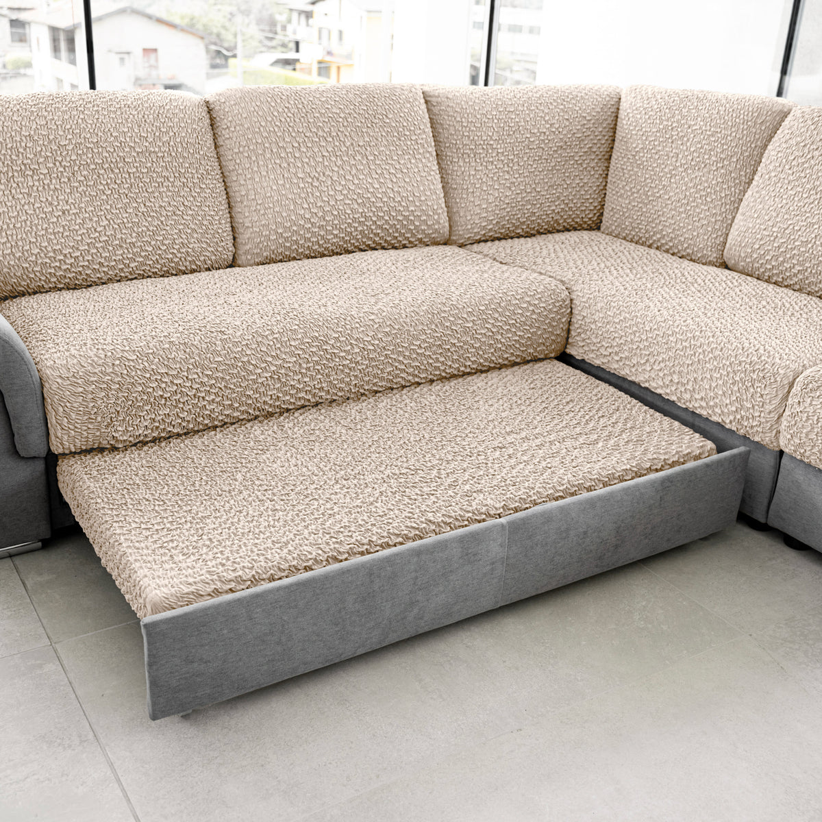 Deep Large Cushion Cover, Comfy Seat Collection – Macadamia, product view | Macadamia