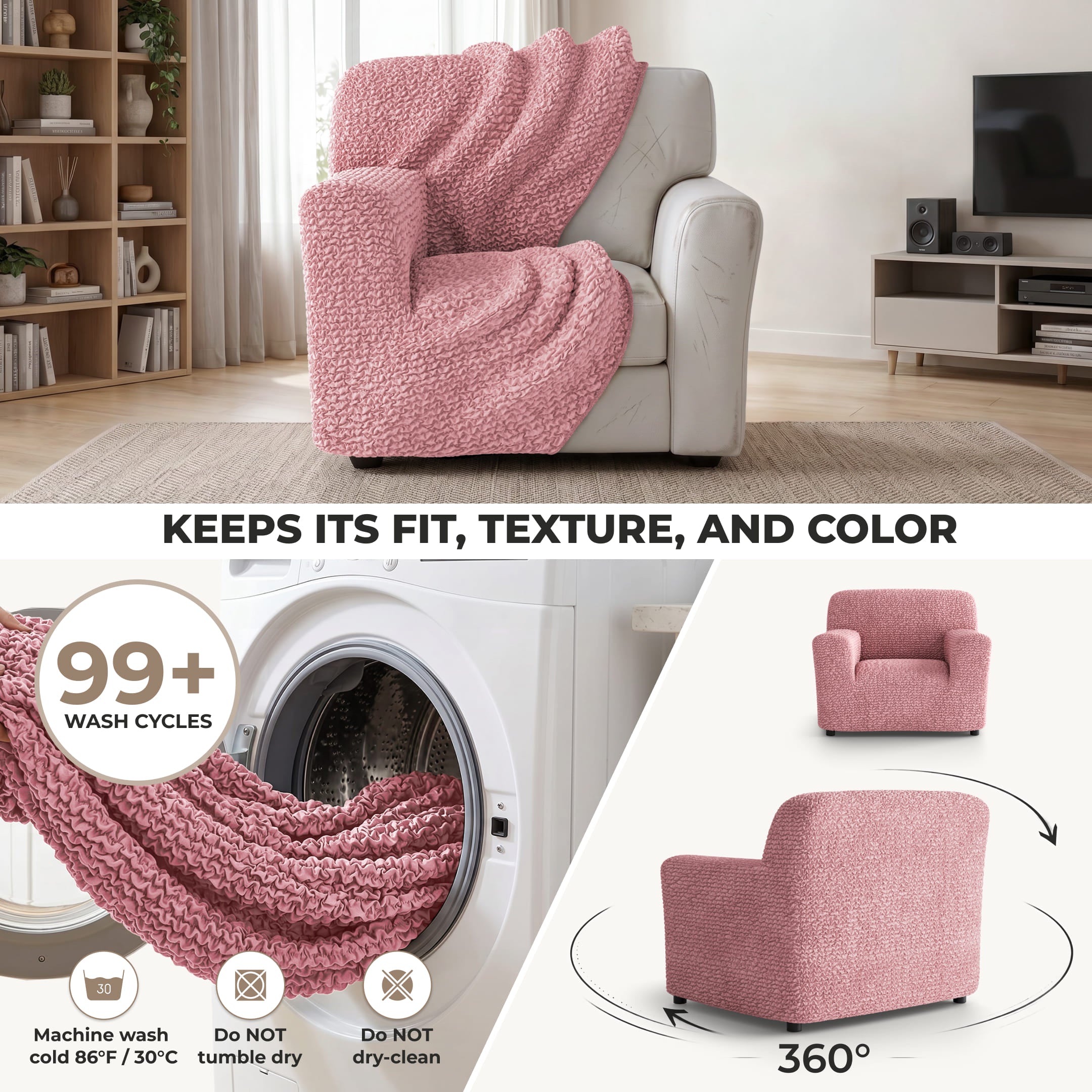 Armchair Slipcover, Comfort Collection – Coral Pink, color swatch | Coral Pink