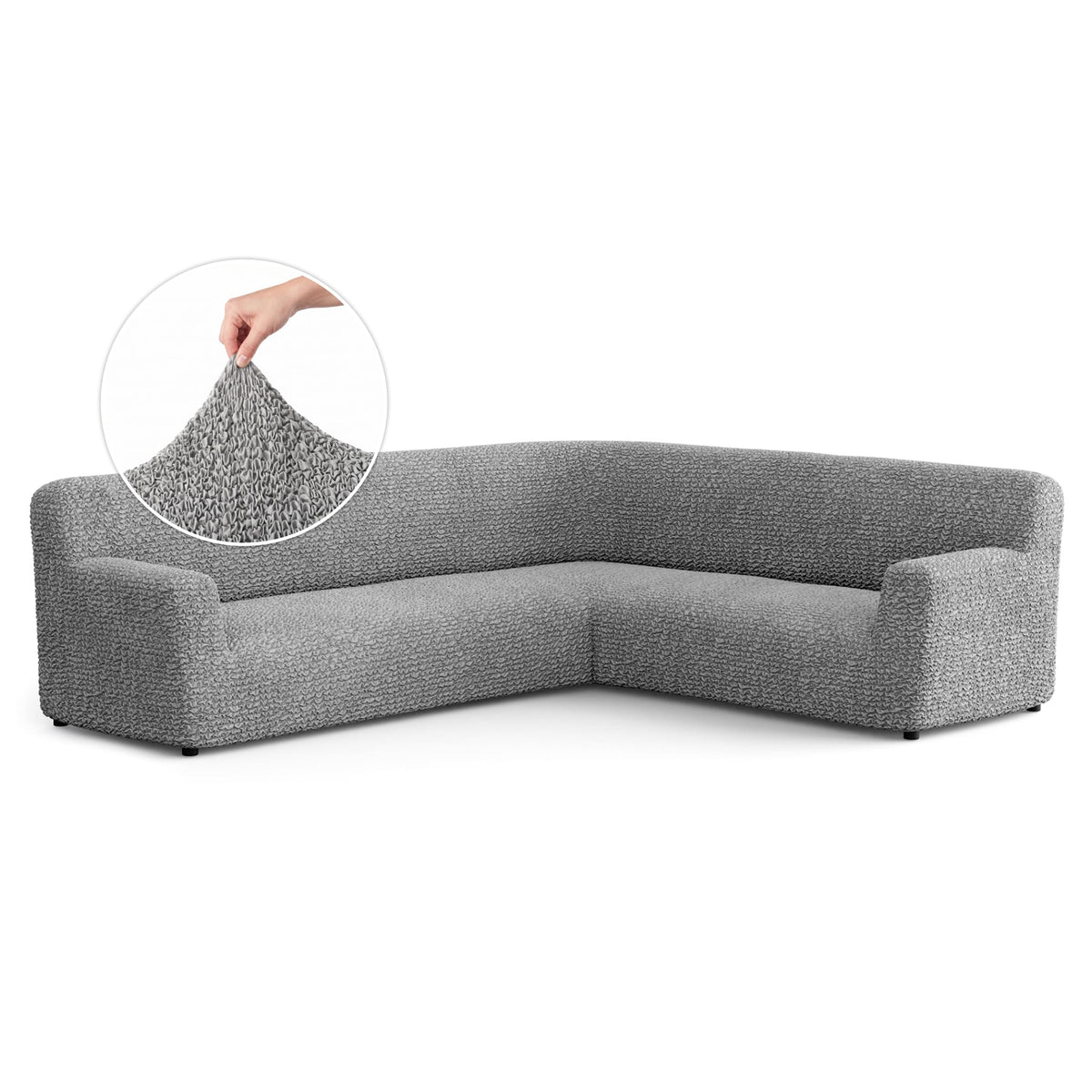 Corner Sofa Slipcover, Comfort Collection – Ash, front view | Ash
