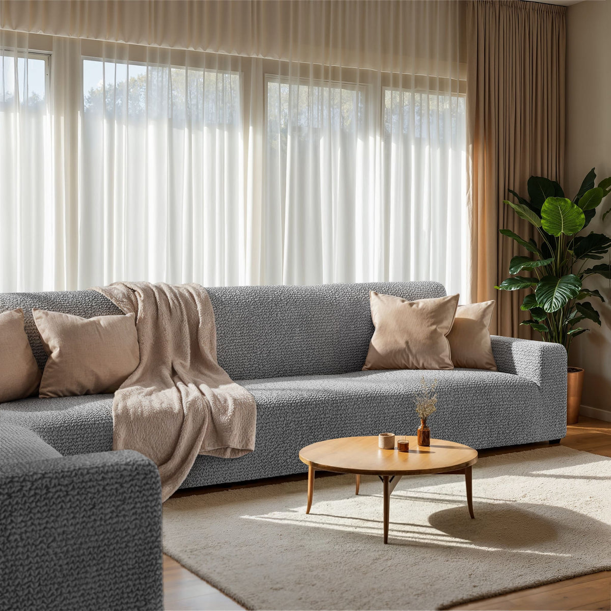 Corner Sofa Slipcover, Comfort Collection – Ash, interior view 1 | Ash