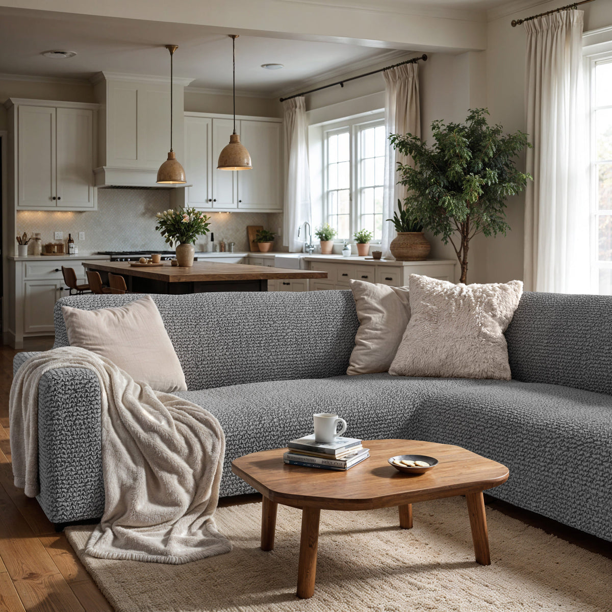 Corner Sofa Slipcover, Comfort Collection – Ash, interior view 2 | Ash