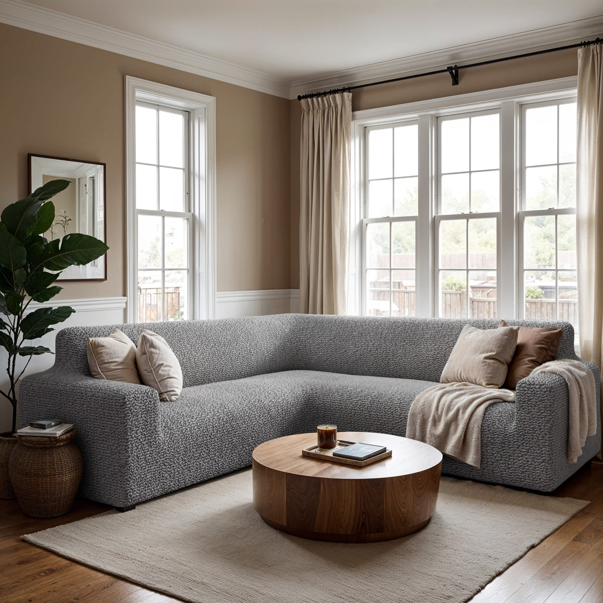 Corner Sofa Slipcover, Comfort Collection – Ash, interior view 3 | Ash