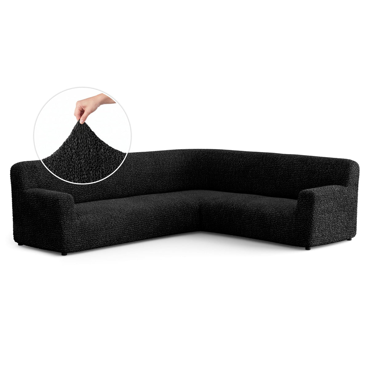Corner Sofa Slipcover, Comfort Collection – Black, front view | Black