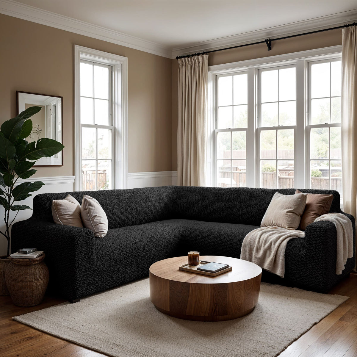 Corner Sofa Slipcover, Comfort Collection – Black, interior view 3 | Black