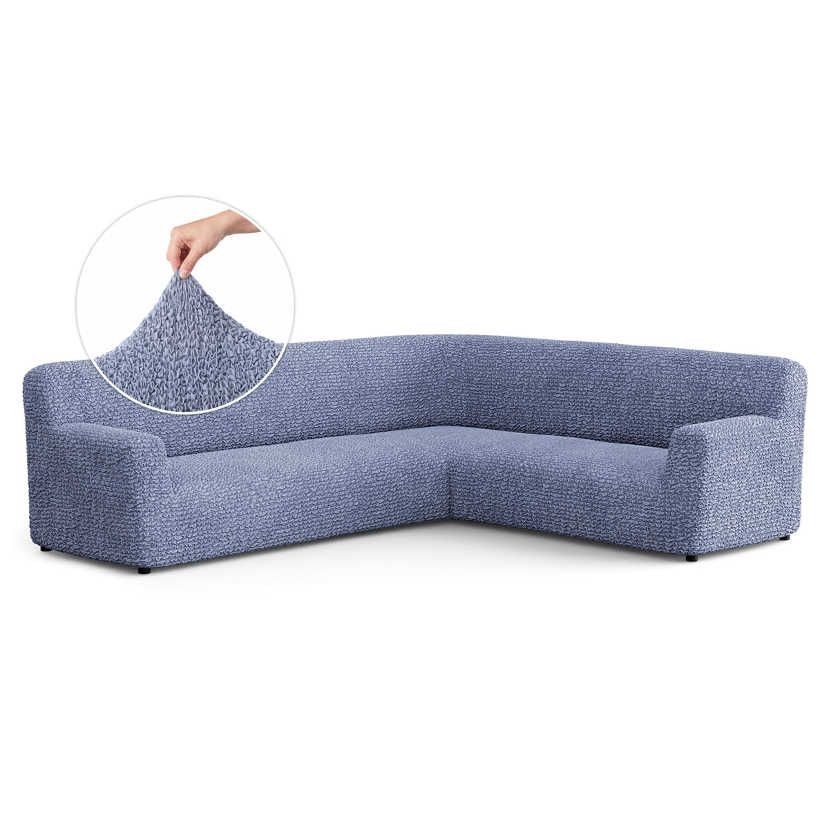 Corner Sofa Slipcover, Comfort Collection – Blue, front view | Blue
