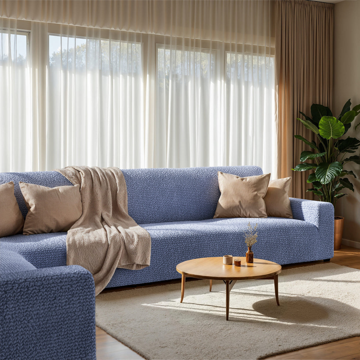 Corner Sofa Slipcover, Comfort Collection – Blue, interior view 1 | Blue