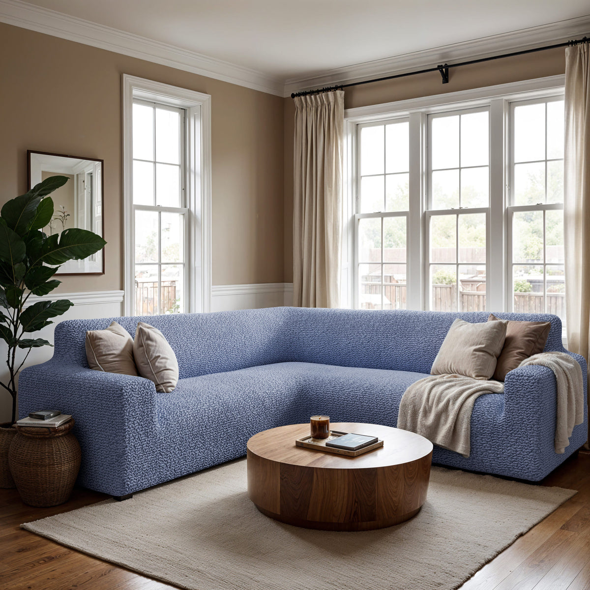 Corner Sofa Slipcover, Comfort Collection – Blue, interior view 3 | Blue