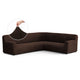Corner Sofa Slipcover, Comfort Collection – Dark Brown, front view | Dark Brown