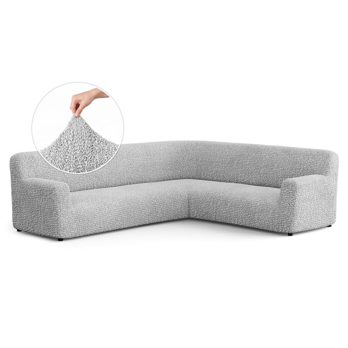 Corner Sofa Slipcover, Comfort Collection – Light Grey, front view | Light Grey