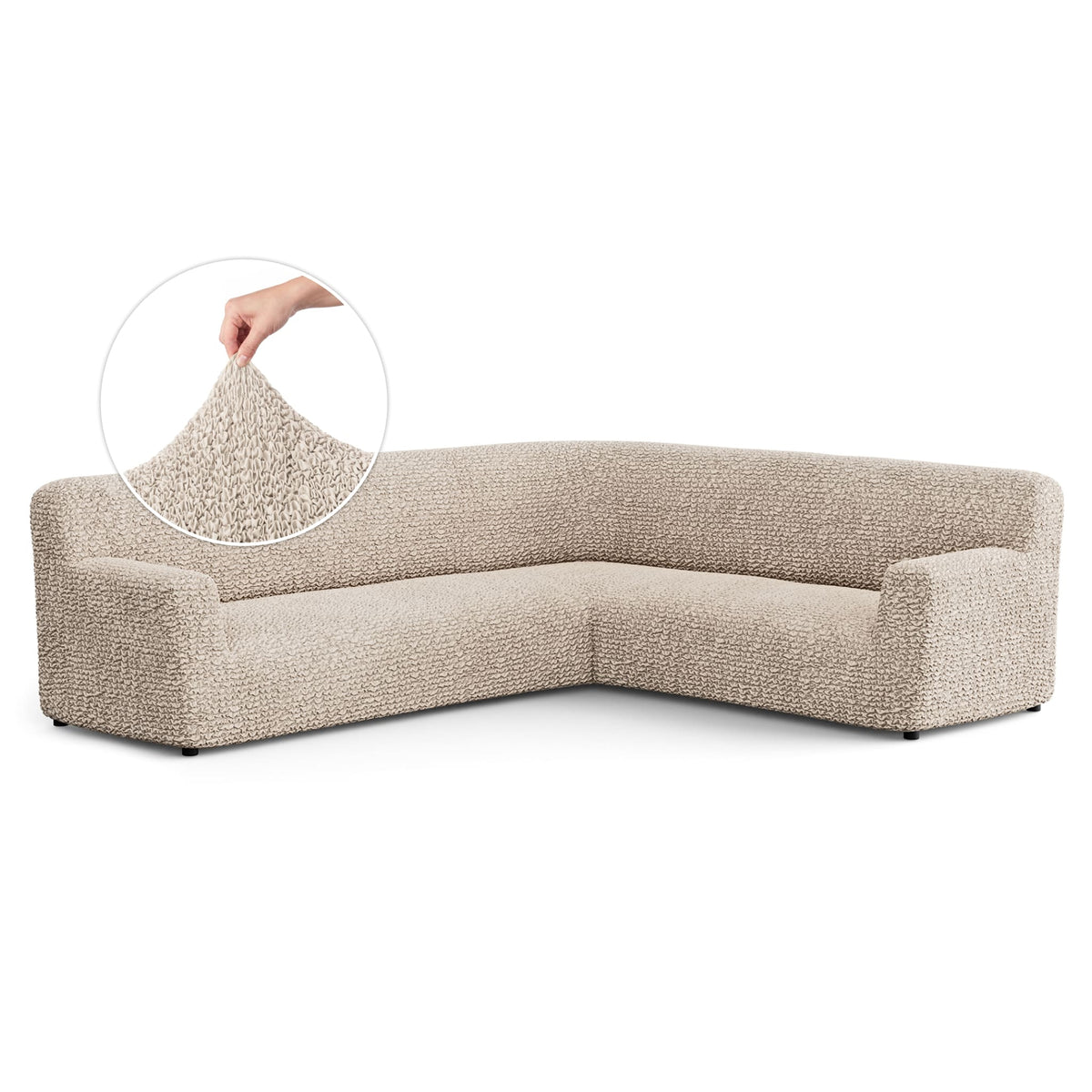 Corner Sofa Slipcover, Comfort Collection – Macadamia, front view | Macadamia
