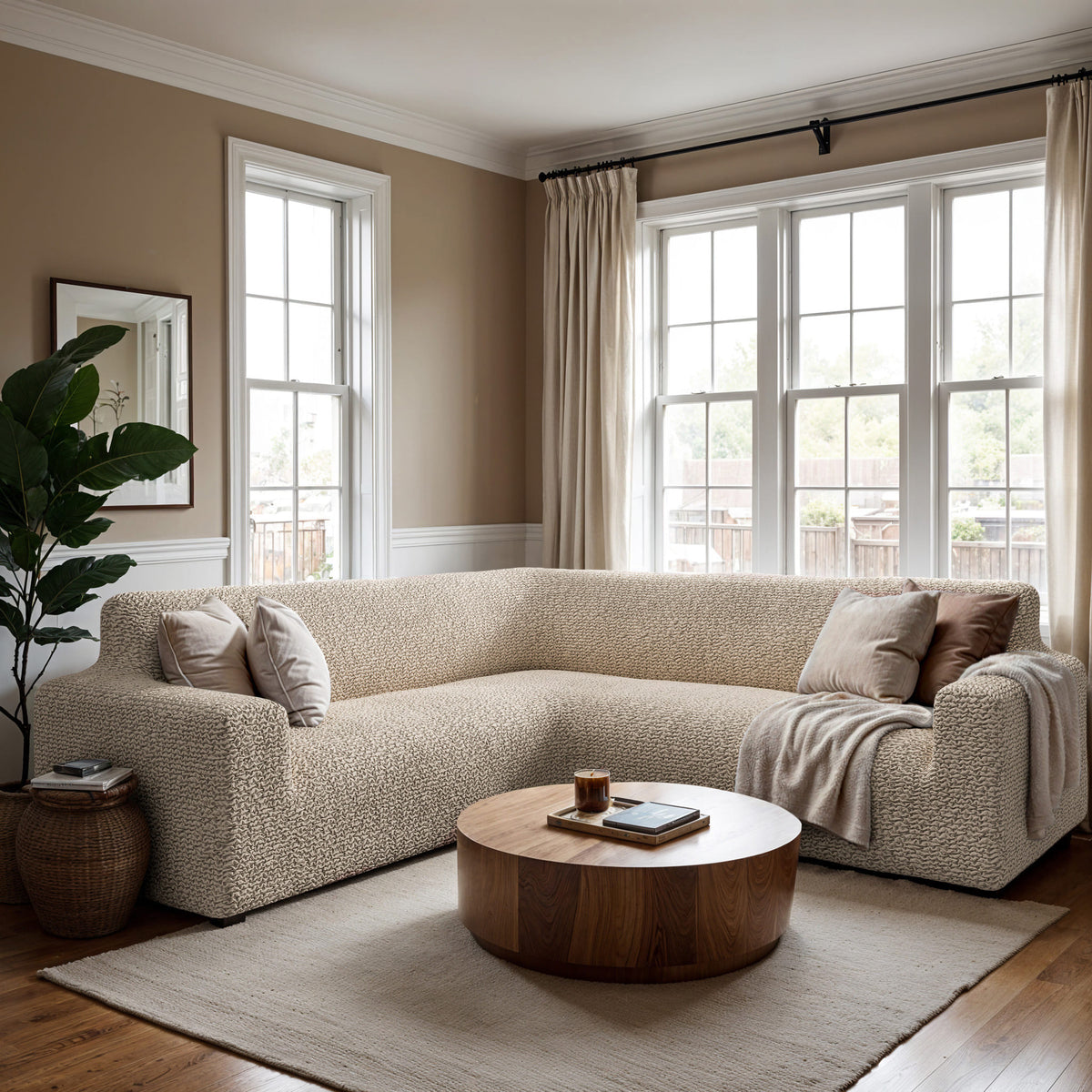 Corner Sofa Slipcover, Comfort Collection – Macadamia, interior view 3 | Macadamia