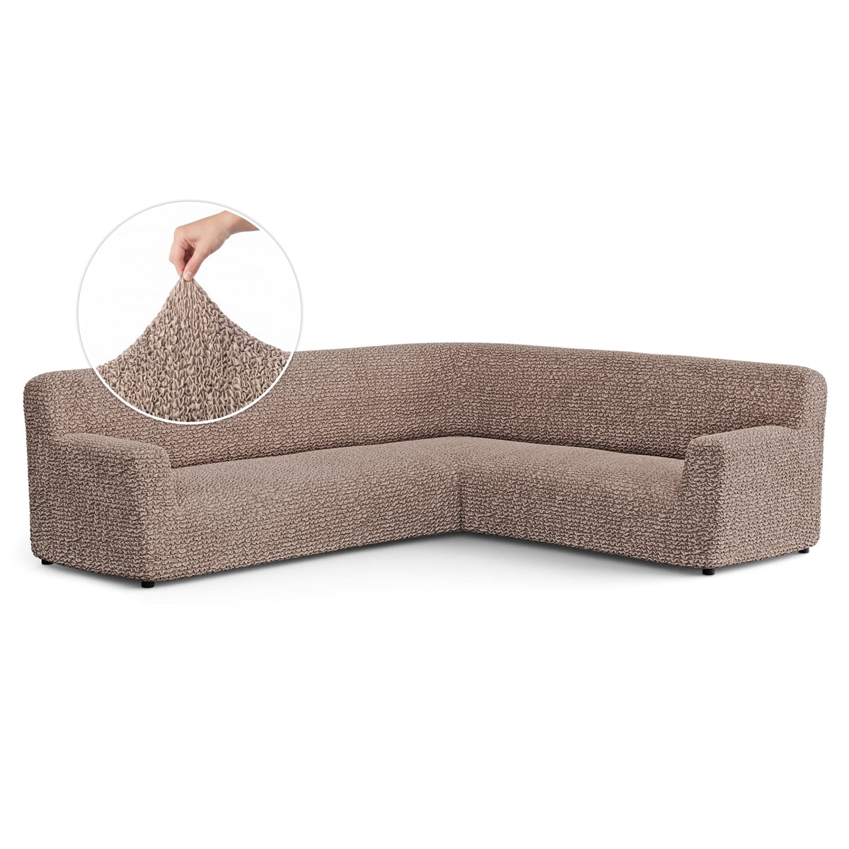 Corner Sofa Slipcover, Comfort Collection – Soft Taupe, front view | Soft Taupe