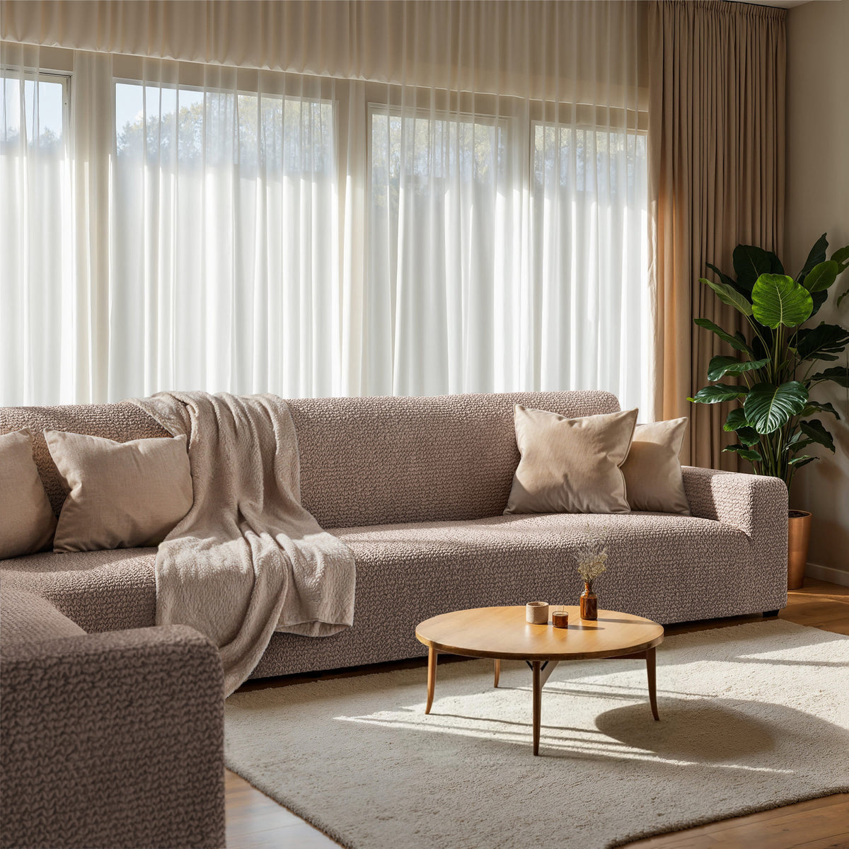 Corner Sofa Slipcover, Comfort Collection – Soft Taupe, interior view 1 | Soft Taupe