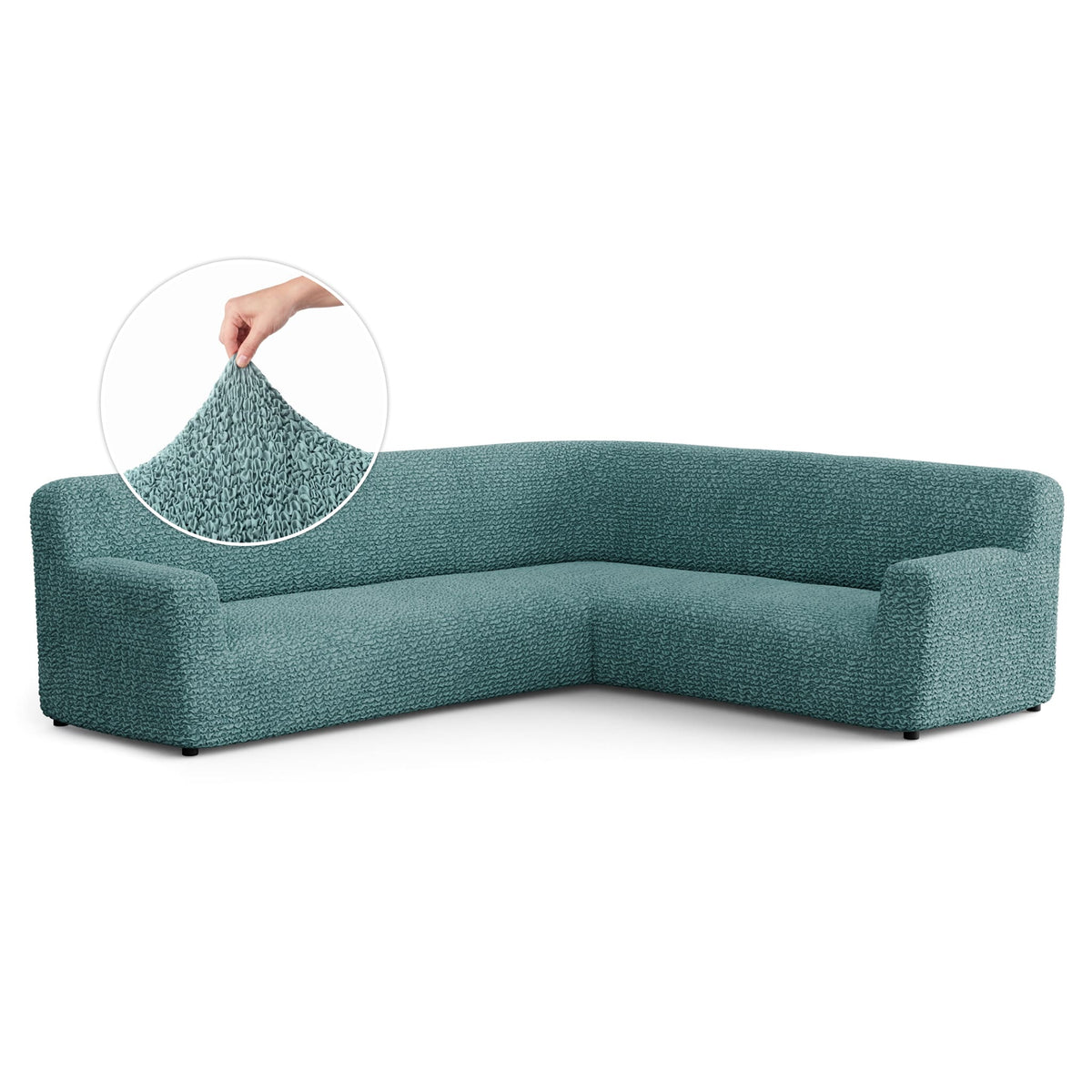 Corner Sofa Slipcover, Comfort Collection – Teal, front view | Teal