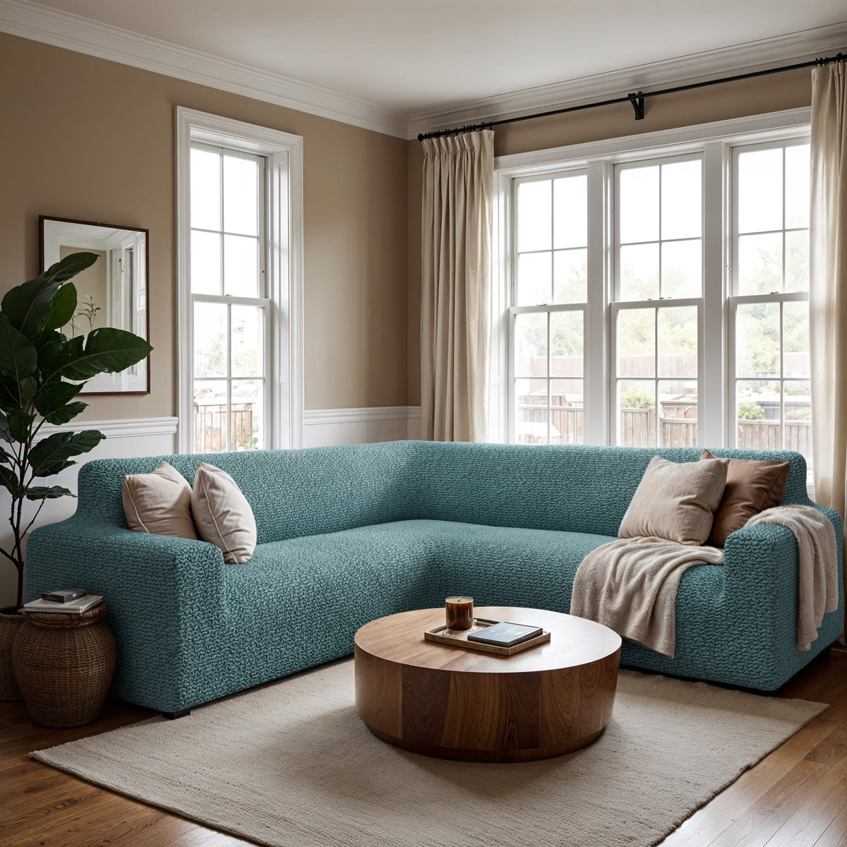 Corner Sofa Slipcover, Comfort Collection – Teal, interior view 3 | Teal