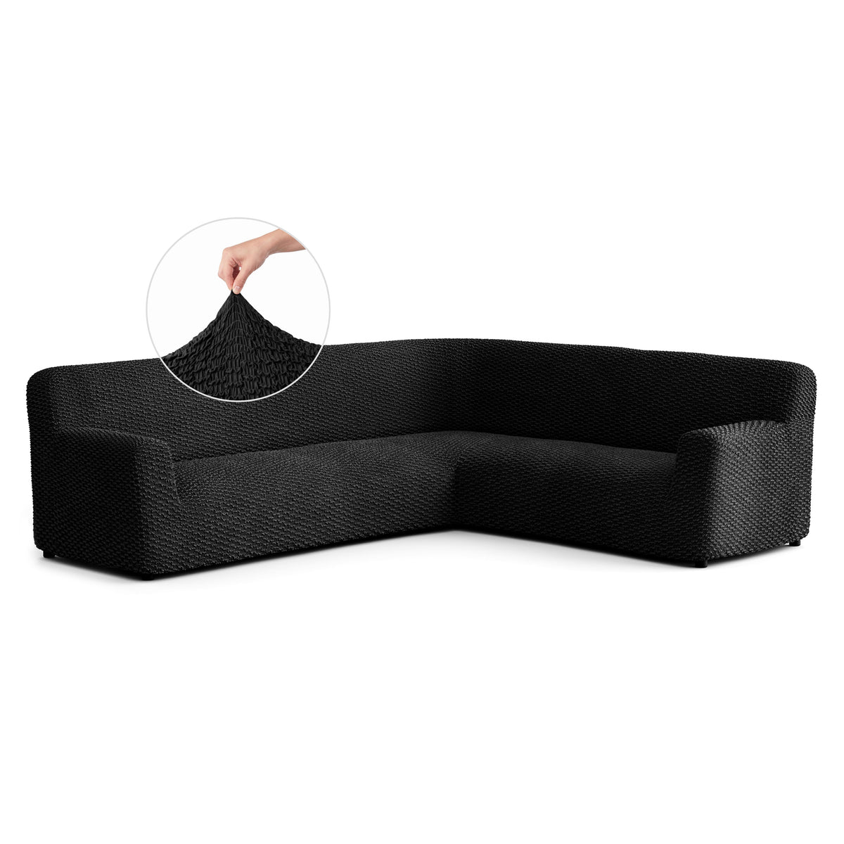 Corner Sofa Slipcover, Embrace Collection – Black, front view | Black