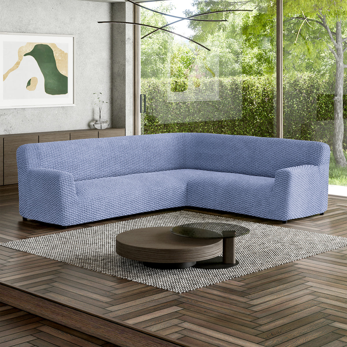Corner Sofa Slipcover, Embrace Collection – Blue, interior view 1 | Blue