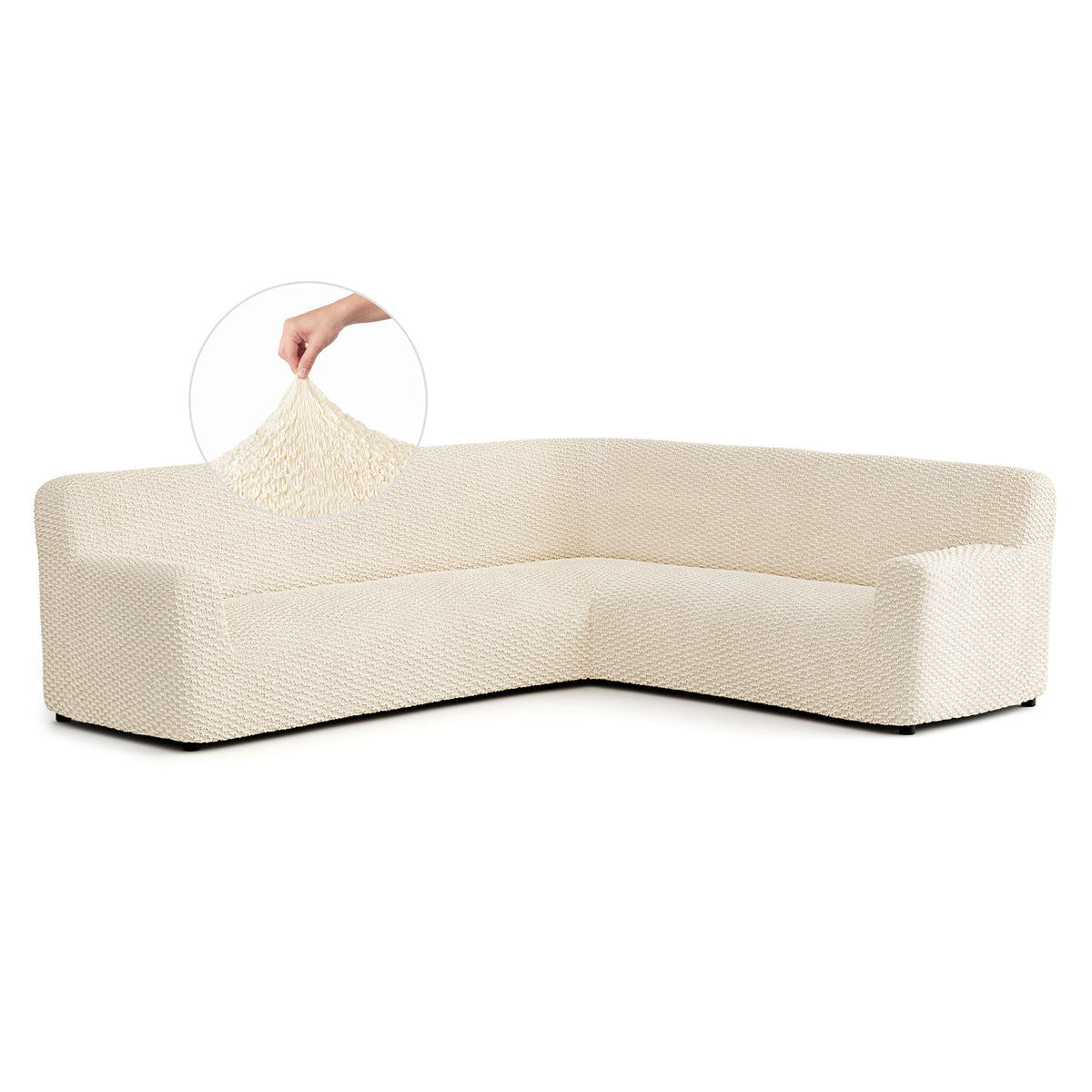 Corner Sofa Slipcover, Embrace Collection – Cream, front view | Cream