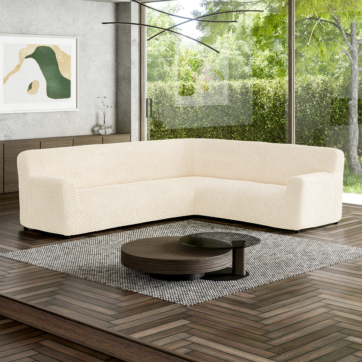 Corner Sofa Slipcover, Embrace Collection – Cream, interior view 1 | Cream