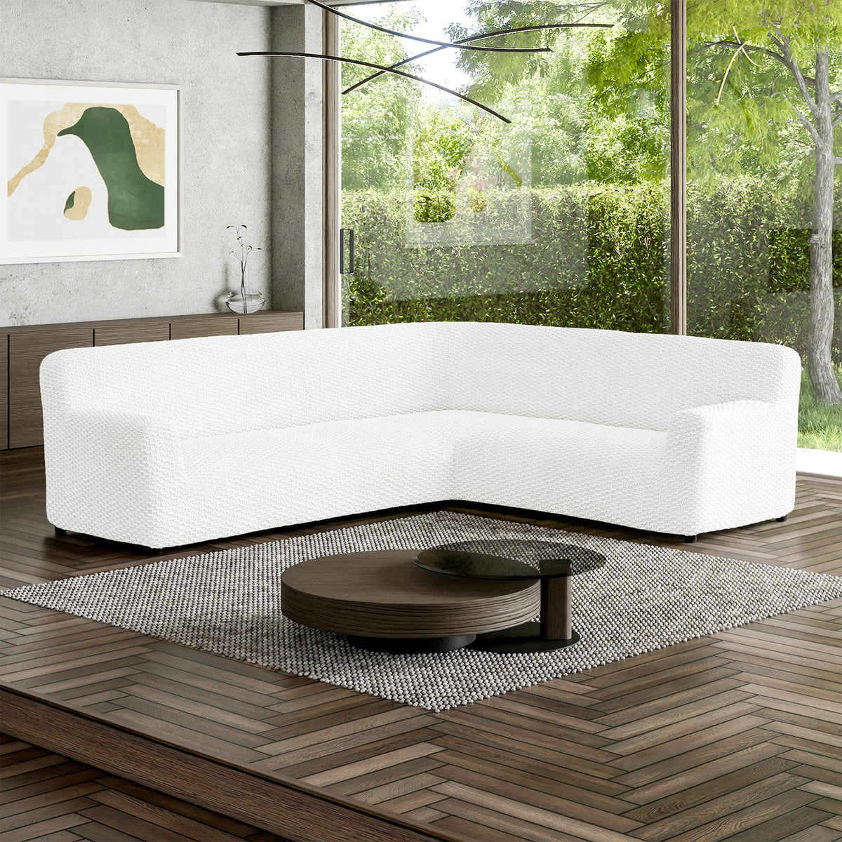 Corner Sofa Slipcover, Embrace Collection – Crisp White, interior view 1 | Crisp White