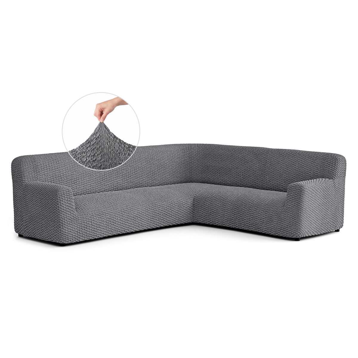 Corner Sofa Slipcover, Embrace Collection – Dark Grey, front view | Dark Grey