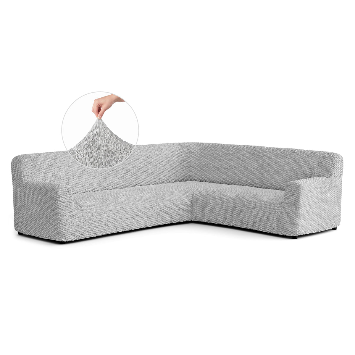 Corner Sofa Slipcover, Embrace Collection – Light Grey, front view | Light Grey