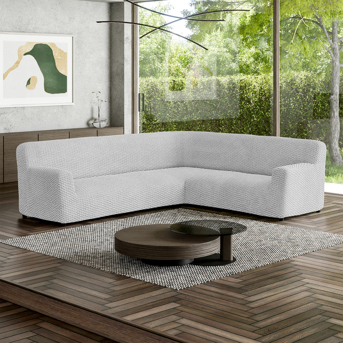Corner Sofa Slipcover, Embrace Collection – Light Grey, interior view 1 | Light Grey