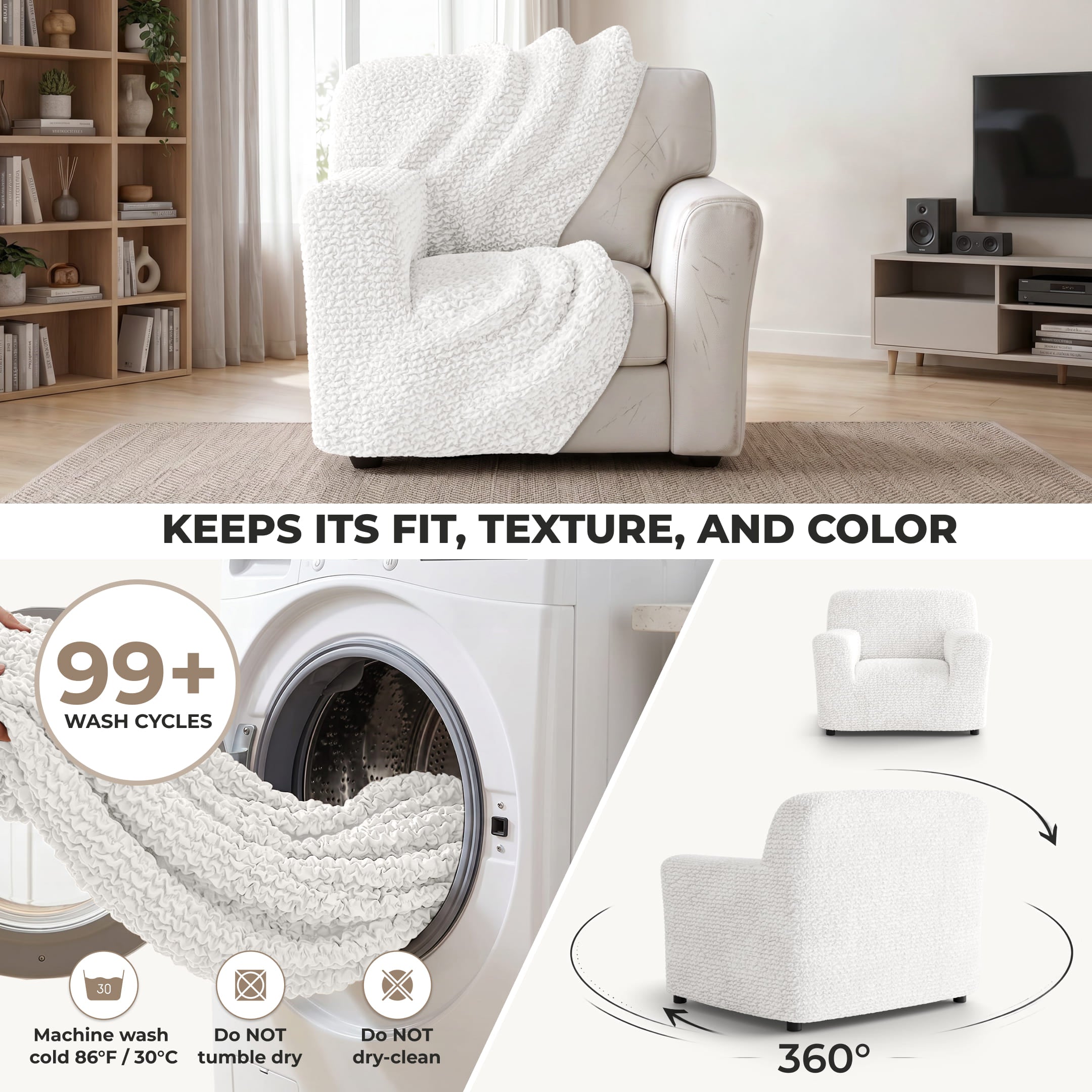 Armchair Slipcover, Comfort Collection – Crisp White, color swatch | Crisp White