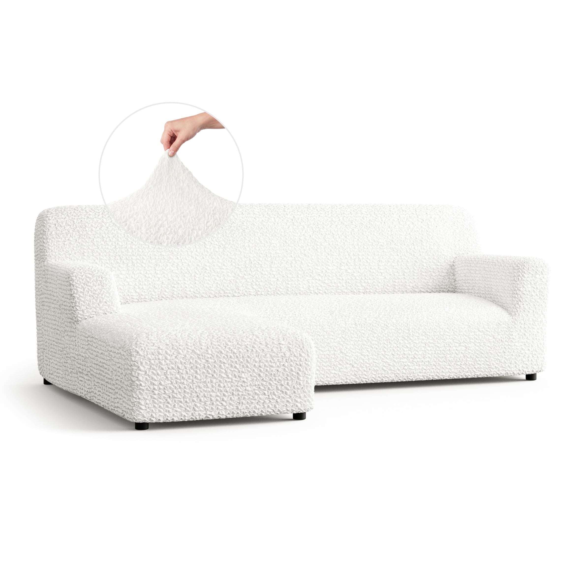L-Shaped Sofa Slipcover (Left Chaise), Comfort Collection – Crisp White, front view | Crisp White
