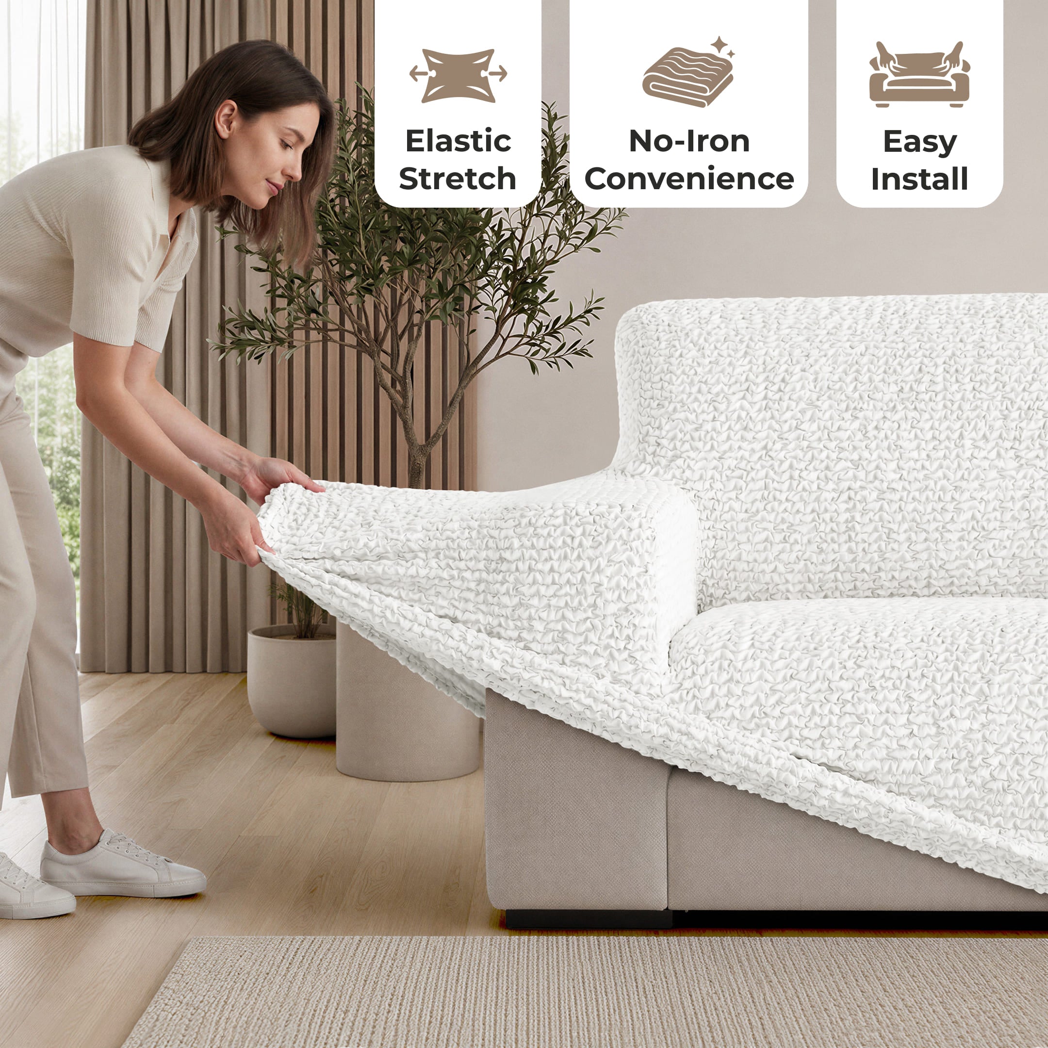Armchair Slipcover, Comfort Collection – Crisp White, color swatch | Crisp White