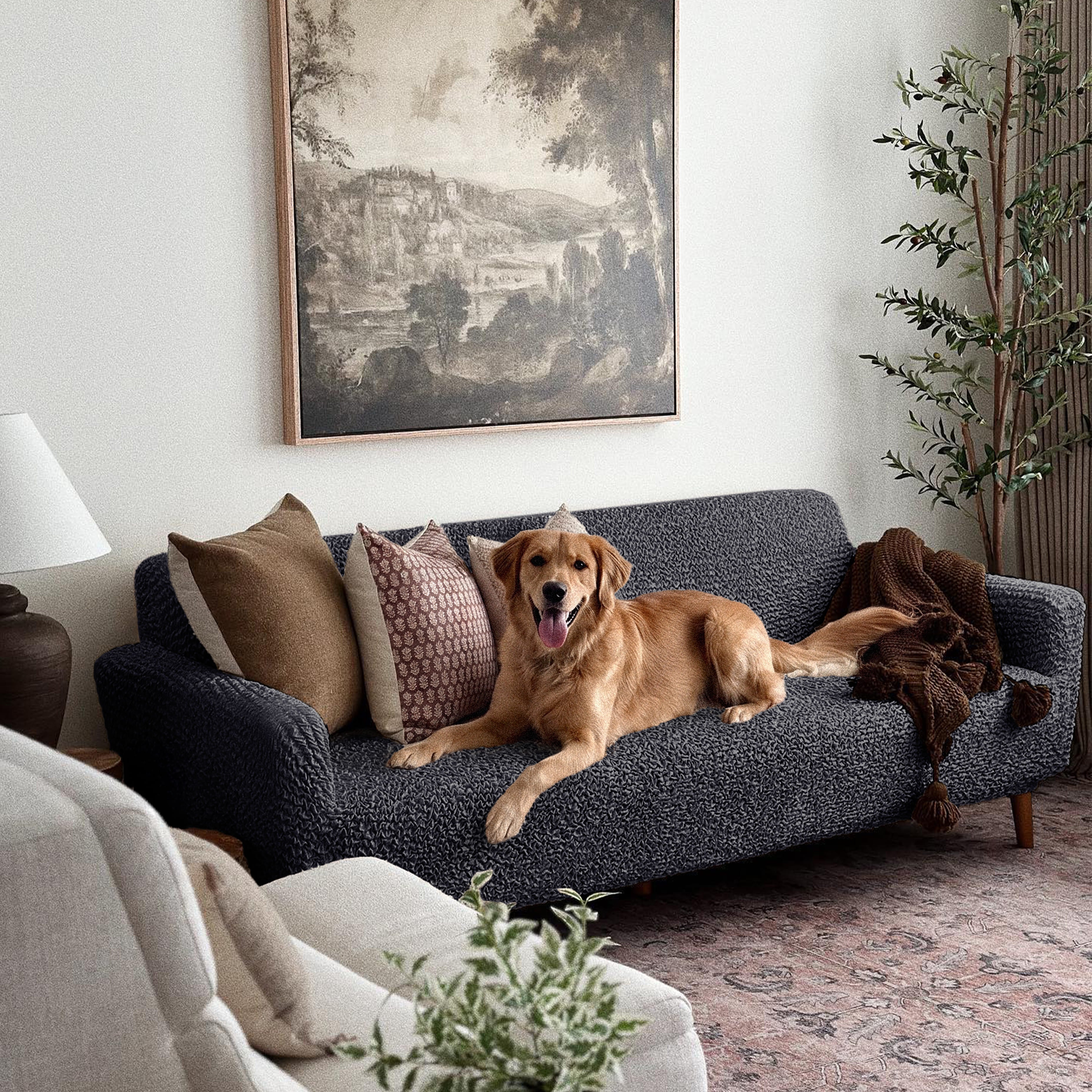 Sofa 3 Seater Slipcover, Comfort Collection – Dark Grey, customer photo | Dark Grey