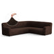 Corner Sofa Slipcover, Comfort Collection – Dark Brown, front view | Dark Brown