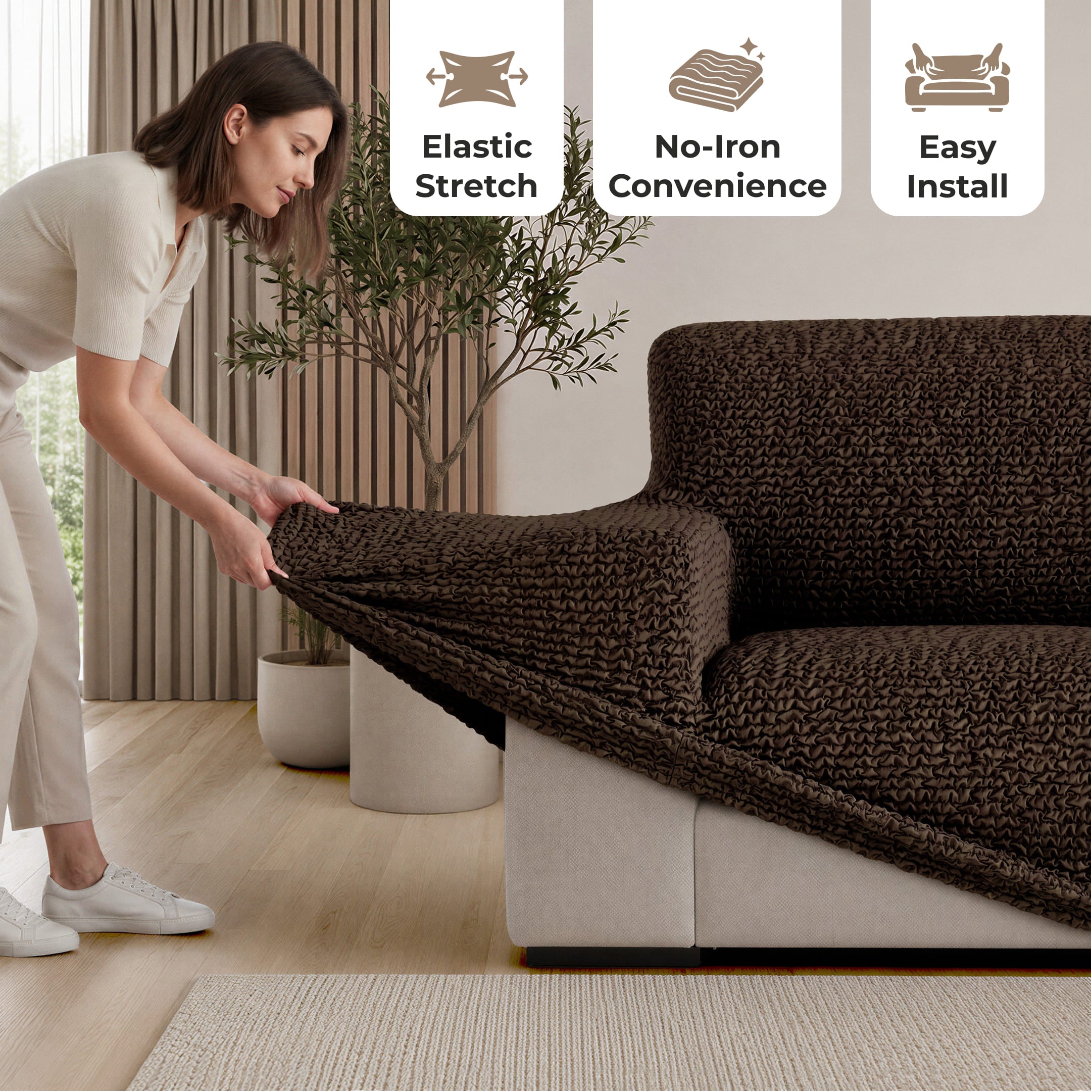 Armchair Slipcover, Comfort Collection – Dark Brown, color swatch | Dark Brown