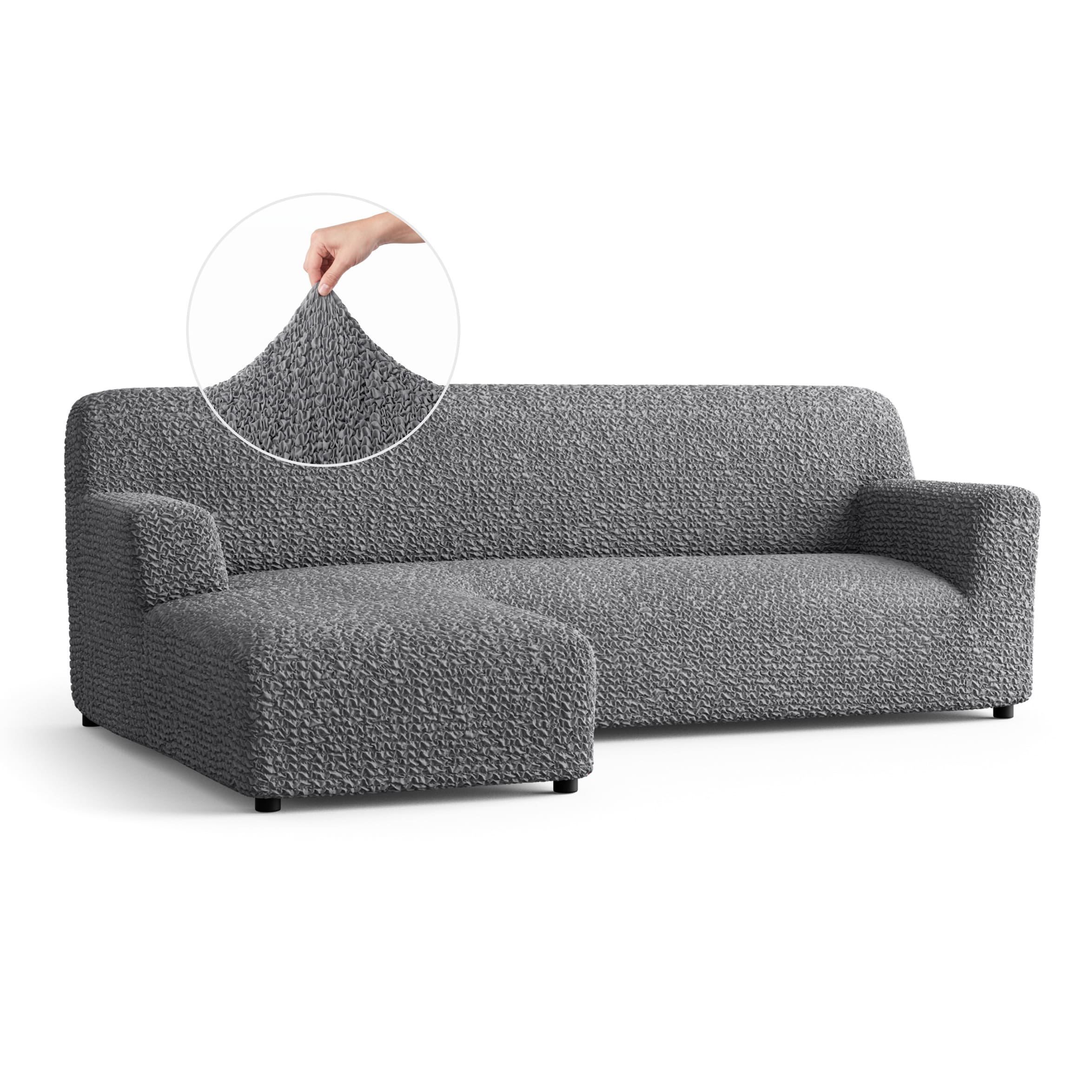 L-Shaped Sofa Slipcover (Left Chaise), Comfort Collection – Dark Grey, front view | Dark Grey