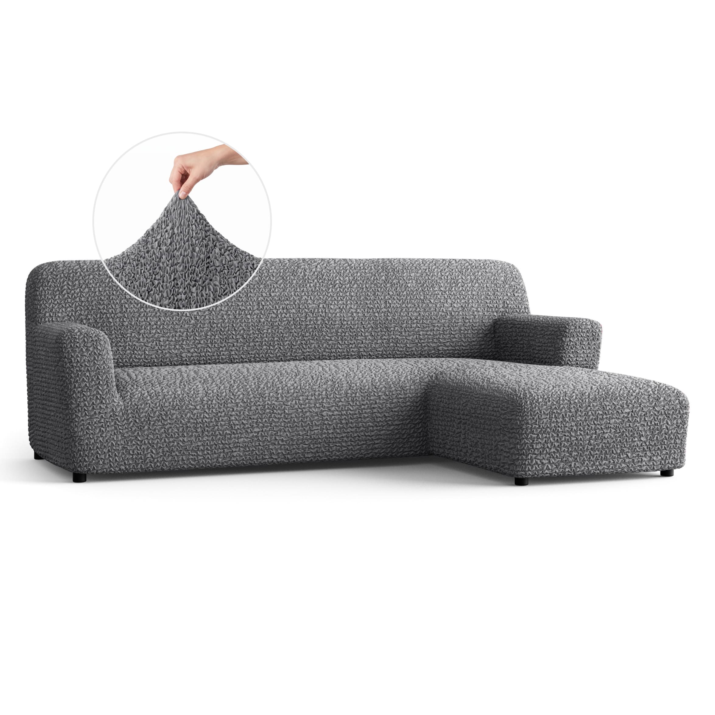 L-Shaped Sofa Slipcover (Right Chaise), Comfort Collection – Dark Grey, front view | Dark Grey