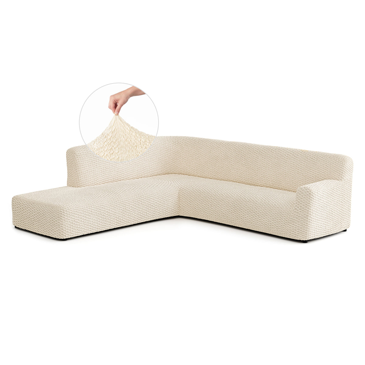 Fullback Support Sectional Sofa Slipcover (Left Chaise), Embrace Collection – Cream, front view | Cream