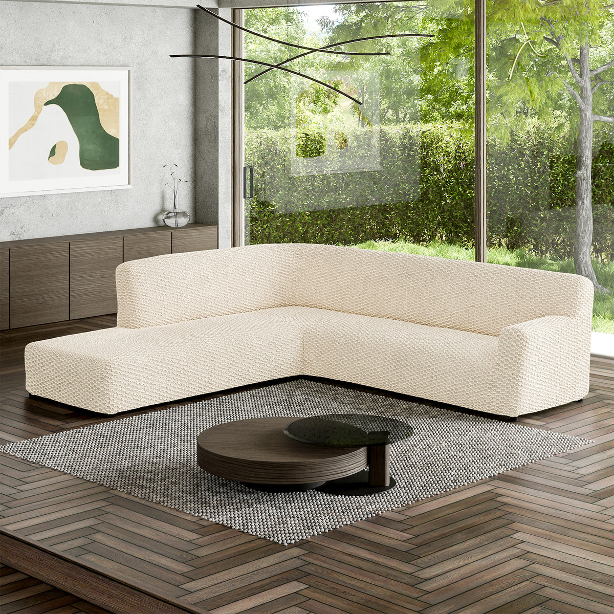 Fullback Support Sectional Sofa Slipcover (Left Chaise), Embrace Collection – Cream, interior view 1 | Cream