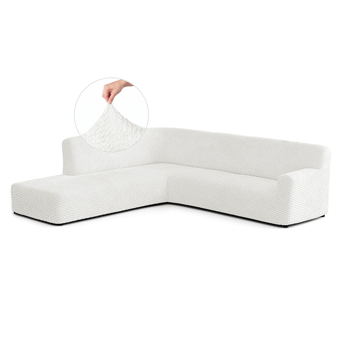 Fullback Support Sectional Sofa Slipcover (Left Chaise), Embrace Collection – Crisp White, front view | Crisp White