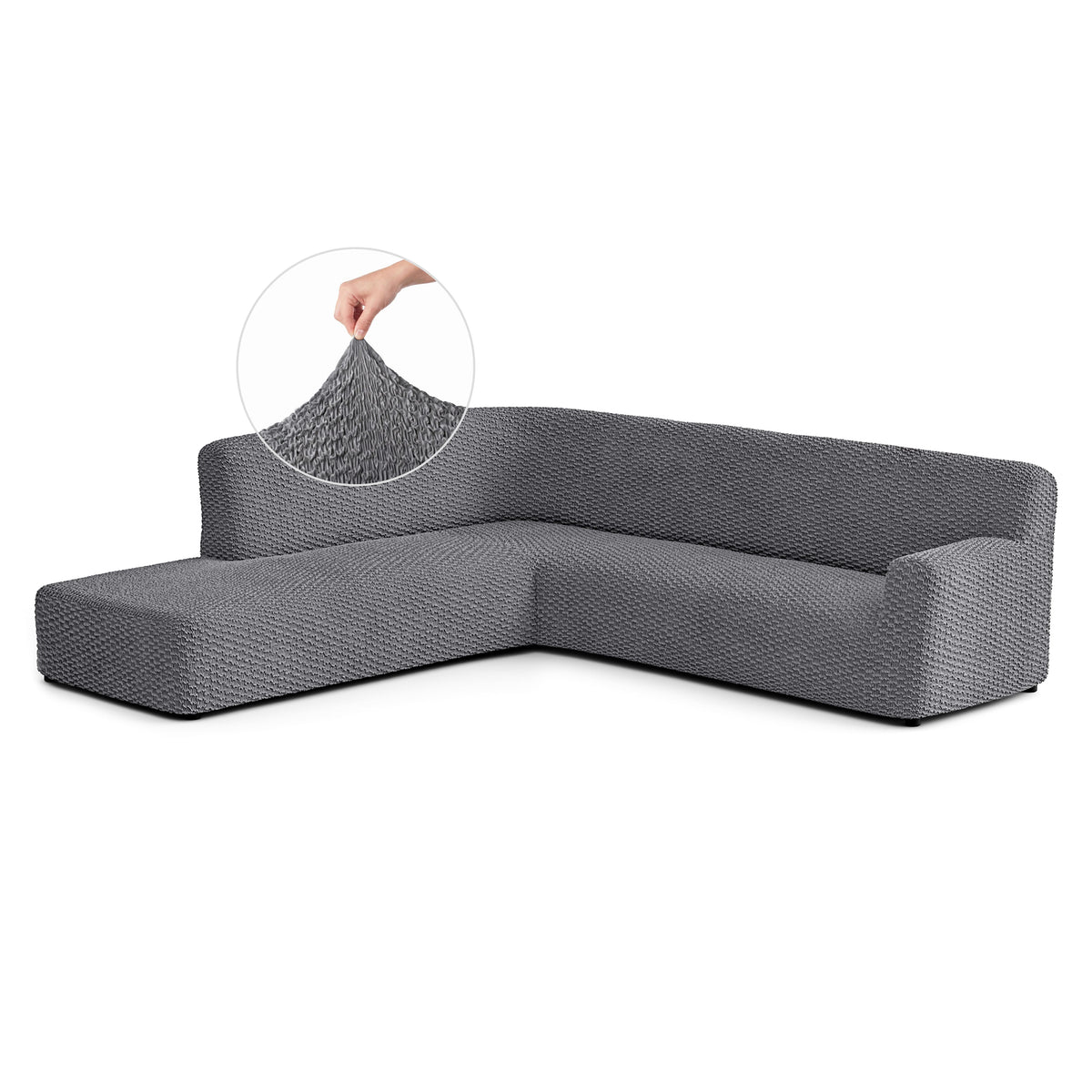 Fullback Support Sectional Sofa Slipcover (Left Chaise), Embrace Collection – Dark Grey, front view | Dark Grey