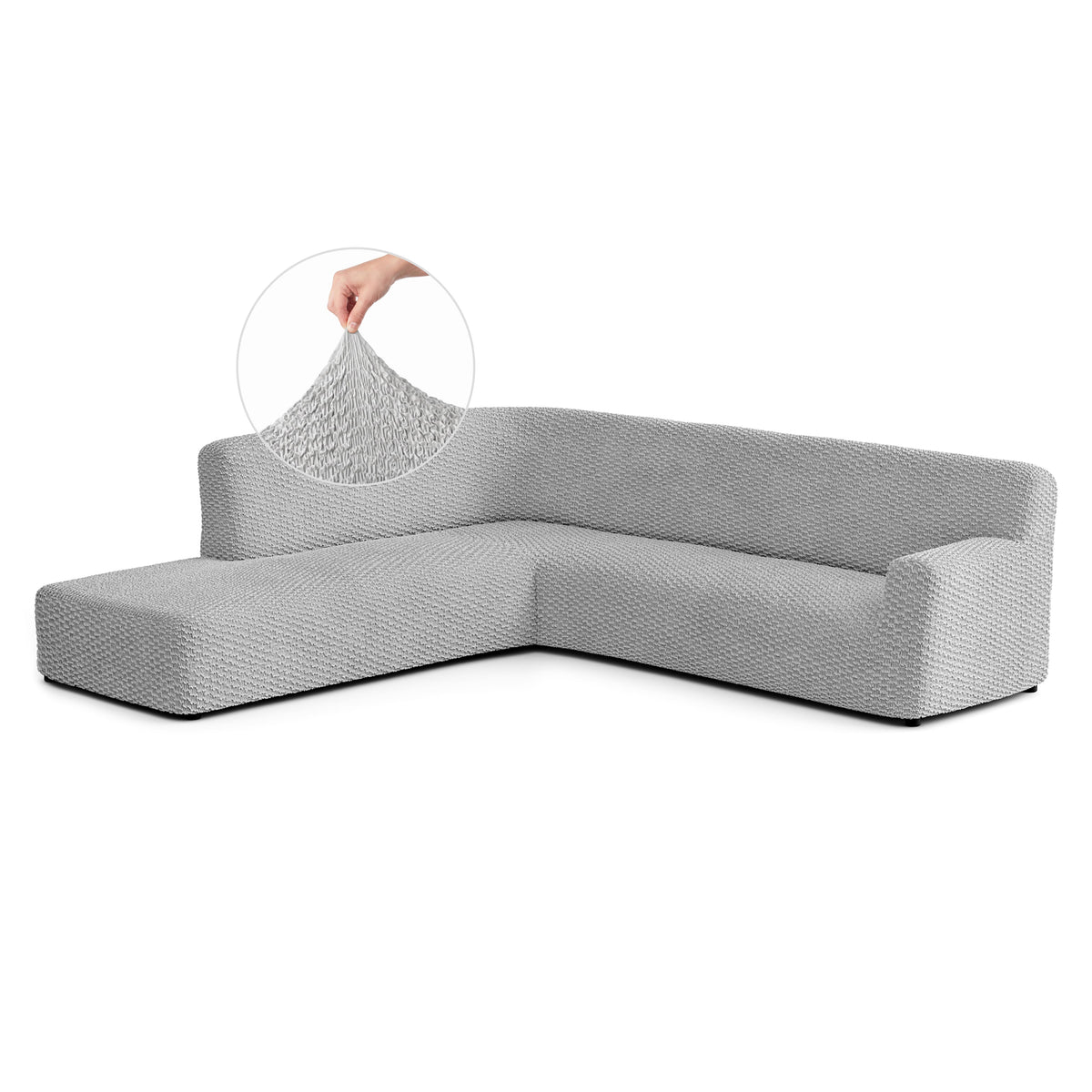 Fullback Support Sectional Sofa Slipcover (Left Chaise), Embrace Collection – Light Grey, front view | Light Grey