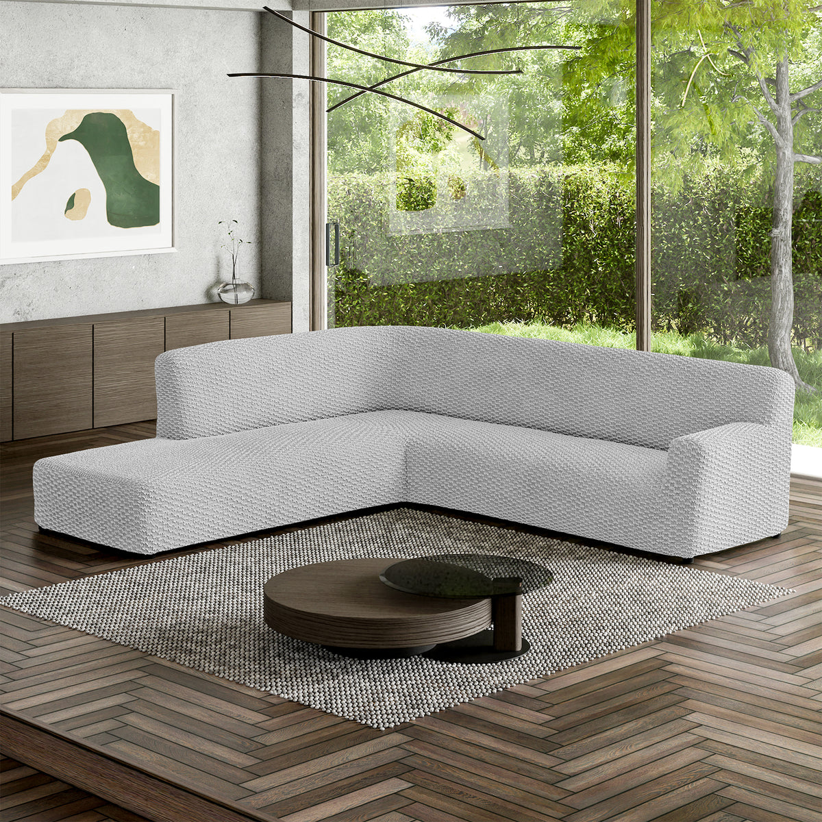 Fullback Support Sectional Sofa Slipcover (Left Chaise), Embrace Collection – Light Grey, interior view 1 | Light Grey