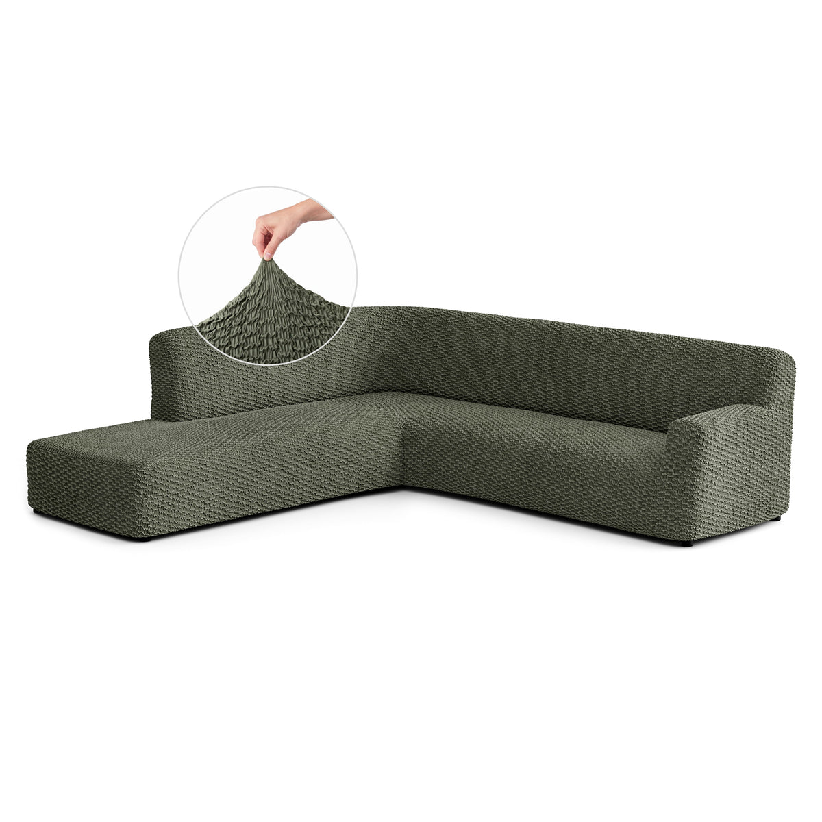 Fullback Support Sectional Sofa Slipcover (Left Chaise), Embrace Collection – Moss Green, front view | Moss Green