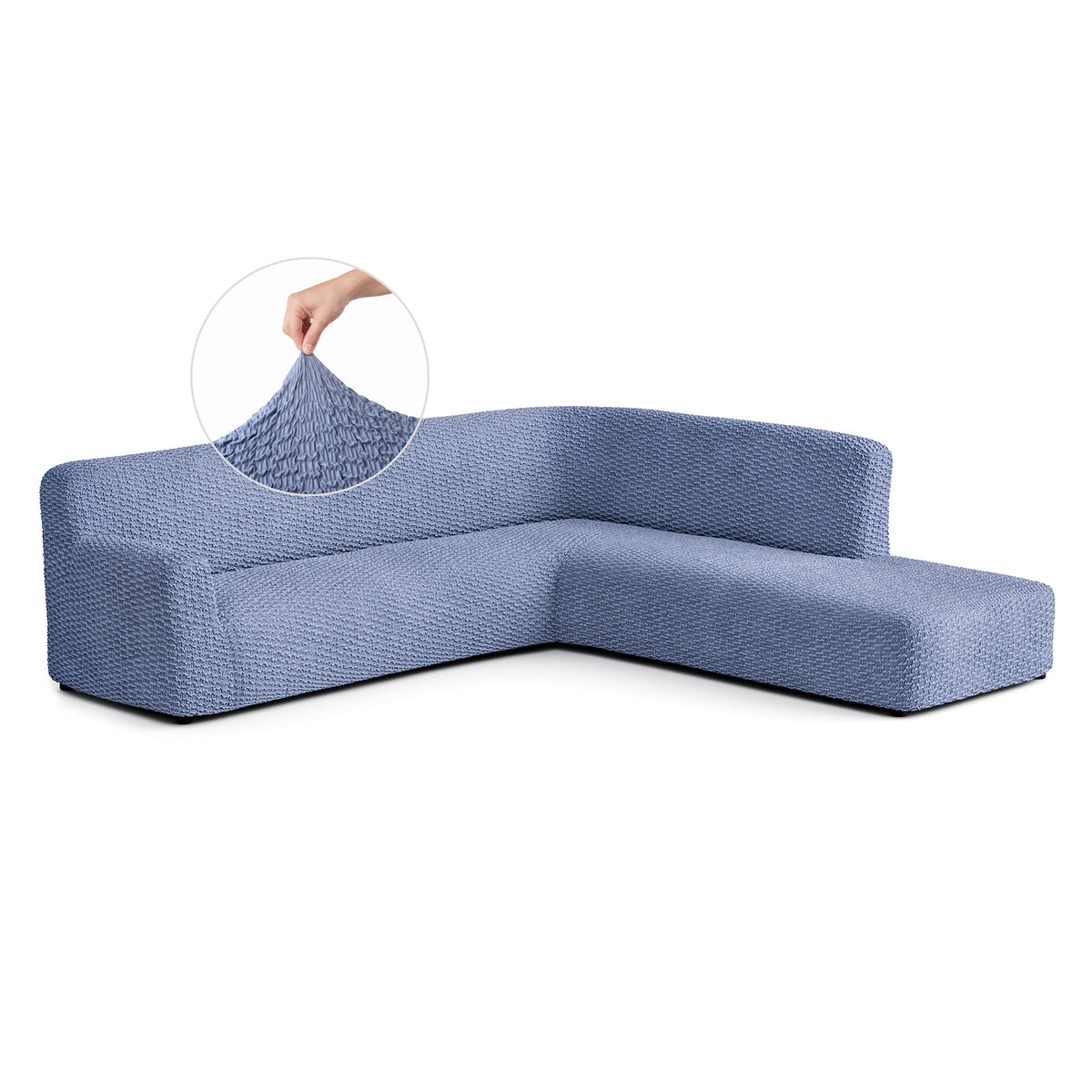 Fullback Support Sectional Sofa Slipcover (Right Chaise), Embrace Collection – Blue, front view | Blue