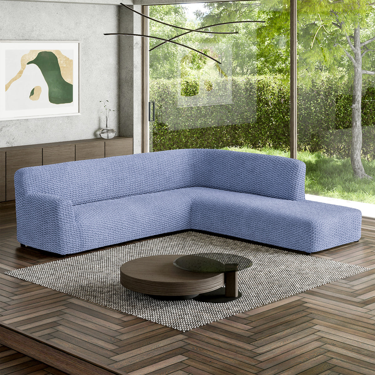 Fullback Support Sectional Sofa Slipcover (Right Chaise), Embrace Collection – Blue, interior view 1 | Blue