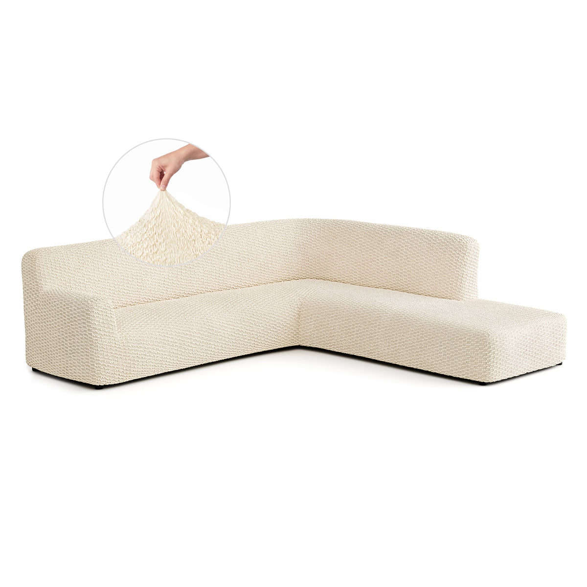 Fullback Support Sectional Sofa Slipcover (Right Chaise), Embrace Collection – Cream, front view | Cream