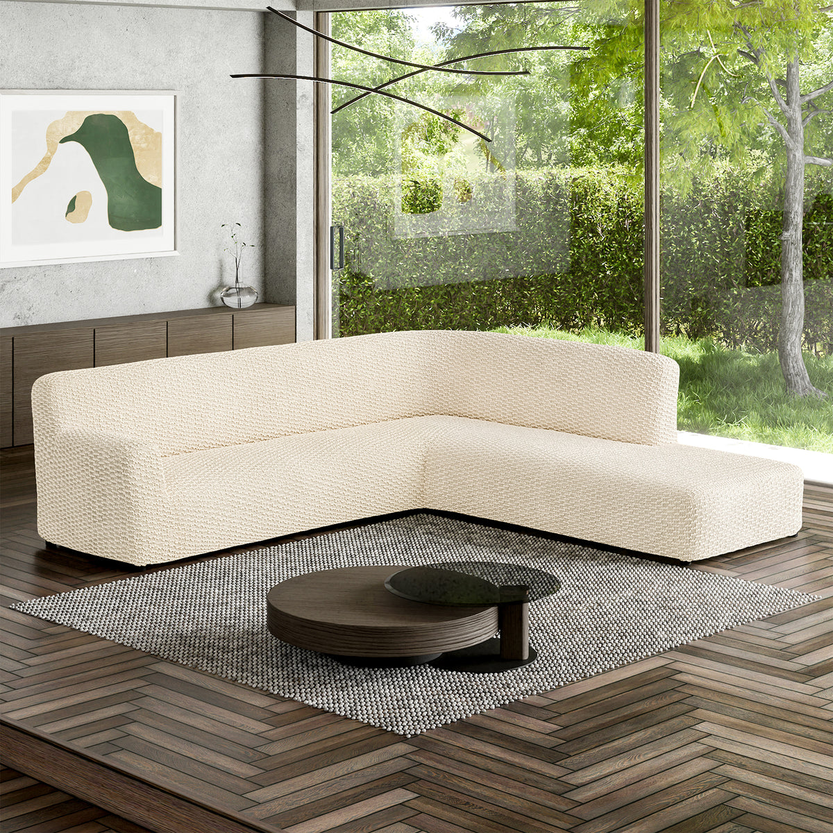 Fullback Support Sectional Sofa Slipcover (Right Chaise), Embrace Collection – Cream, interior view 1 | Cream